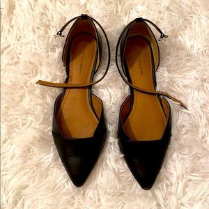 Black flats with ankle strap